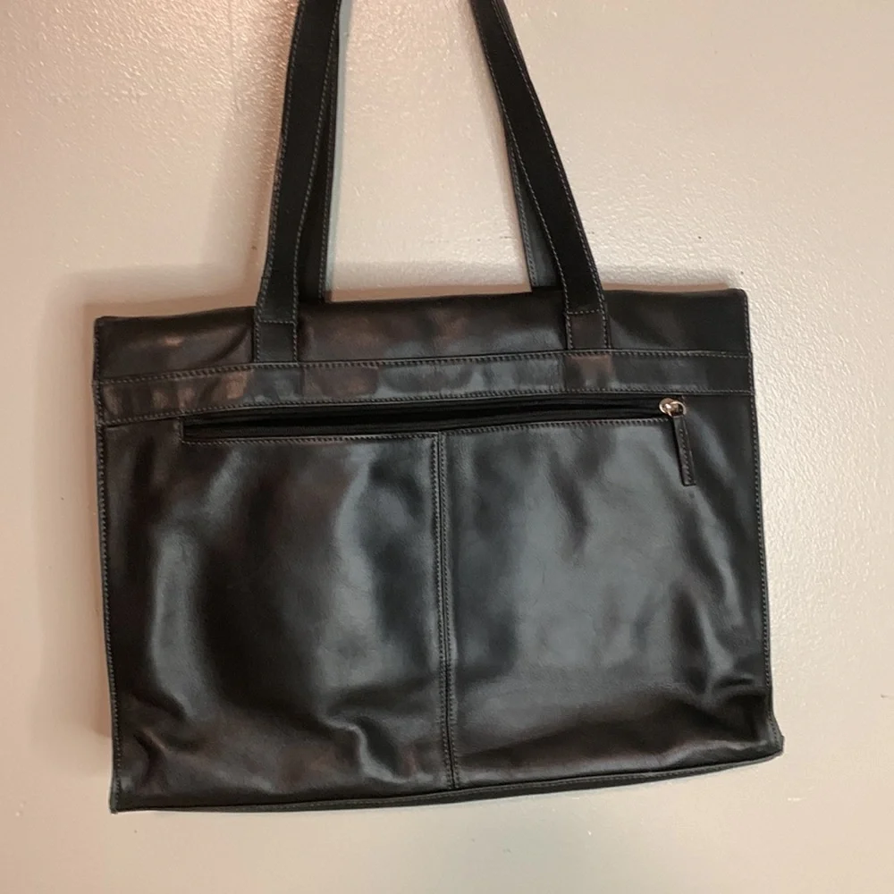 Tignanello Black Soft Leather Briefcase Laptop Leather Bag